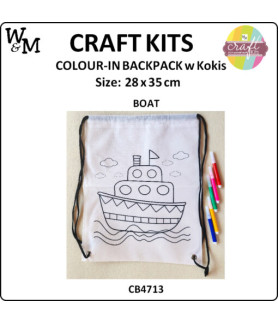 W&M Craft Kit Colour In Backpack BOAT w Kokis