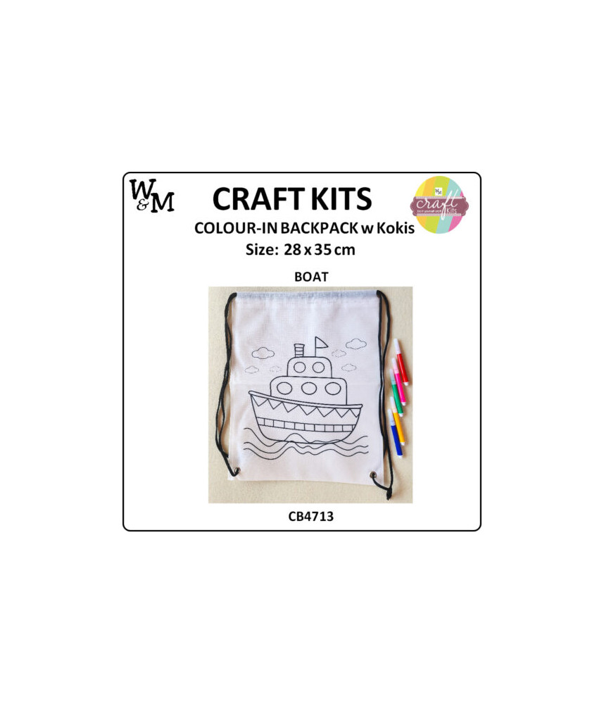 W&M Craft Kit Colour In Backpack BOAT w Kokis