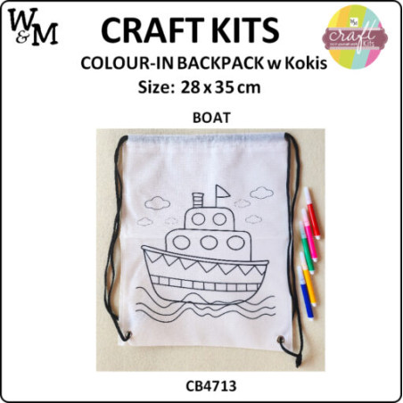 W&M Craft Kit Colour In Backpack BOAT w Kokis