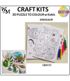 W&M Craft Kit 3D Puzzle to Colour DINOSAUR