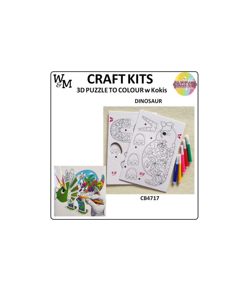 W&M Craft Kit 3D Puzzle to Colour DINOSAUR