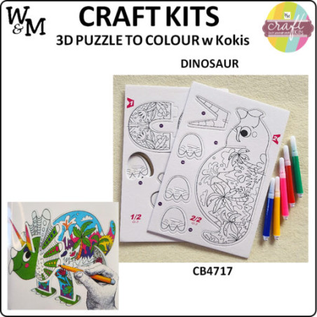W&M Craft Kit 3D Puzzle to Colour DINOSAUR