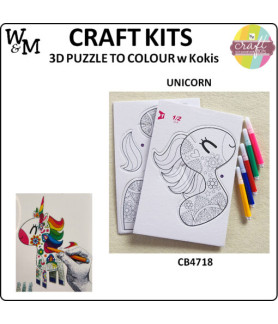 W&M Craft Kit 3D Puzzle to Colour UNICORN