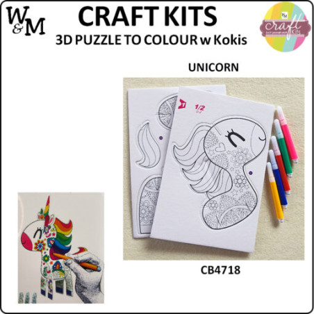 W&M Craft Kit 3D Puzzle to Colour UNICORN