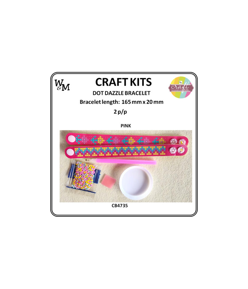 W&M Craft Kit Dot Dazzle BRACELET PINK 2 p/p