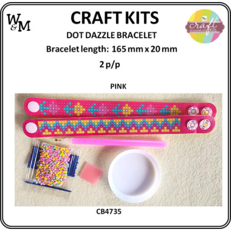 W&M Craft Kit Dot Dazzle BRACELET PINK 2 p/p