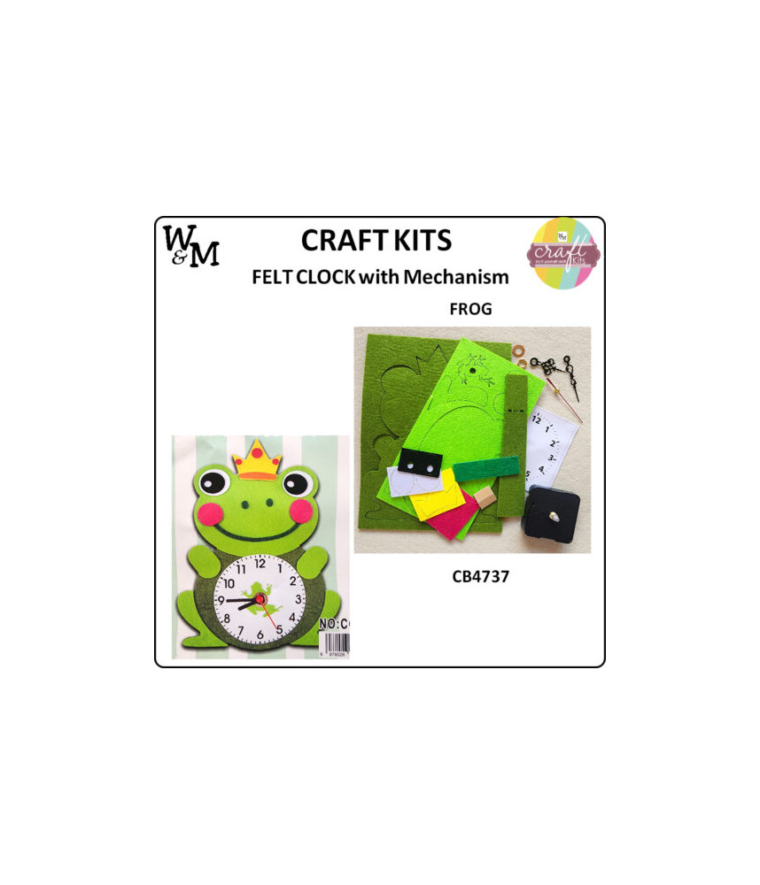 W&M Craft Kit Felt CLOCK FROG w Mechanism