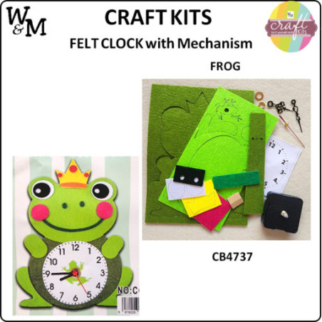 W&M Craft Kit Felt CLOCK FROG w Mechanism