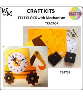 W&M Craft Kit Felt CLOCK TRACTOR w Mechanism