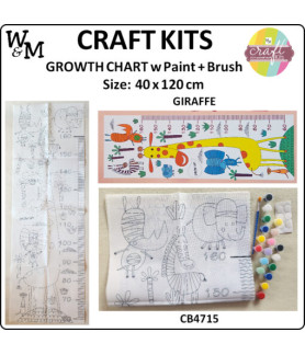 W&M Craft Kit Growth Chart GIRAFFE w Paint + Brush