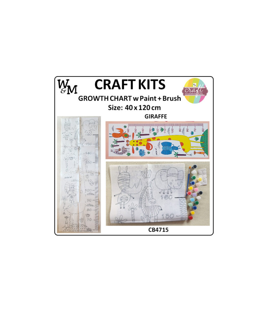 W&M Craft Kit Growth Chart GIRAFFE w Paint + Brush