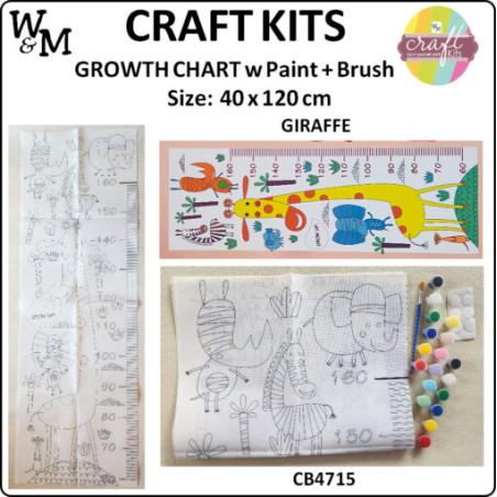 W&M Craft Kit Growth Chart GIRAFFE w Paint + Brush