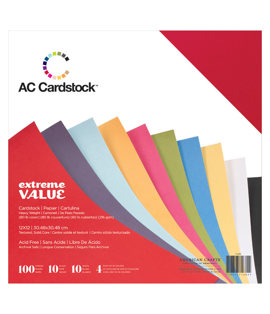 American Craft 12 X 12 Scrapbook Textured Cardstock Value Pack 216gsm