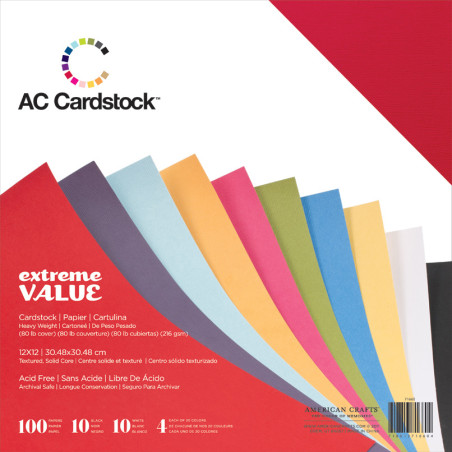 American Craft 12 X 12 Scrapbook Textured Cardstock Value Pack 216gsm