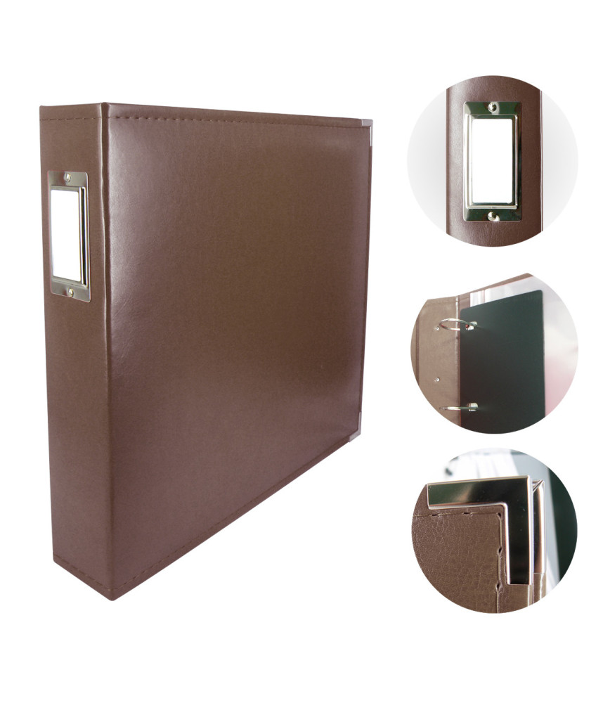 Couture Creations 12x12 D-Ring Faux Leather Album - Dark Brown (5 Refills included)