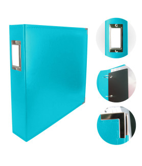 Couture Creations 12x12 D-Ring Faux Leather Album - Aqua Blue (5 Refills included)