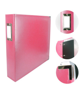 Couture Creations 12x12 D-Ring Faux Leather Album - Strawberry Pink (5 Refills included)