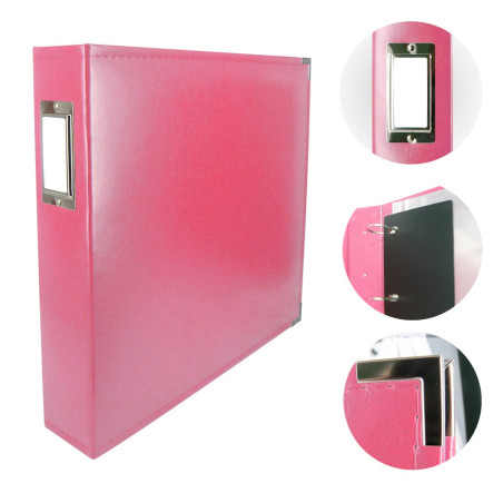 Couture Creations 12x12 D-Ring Faux Leather Album - Strawberry Pink (5 Refills included)