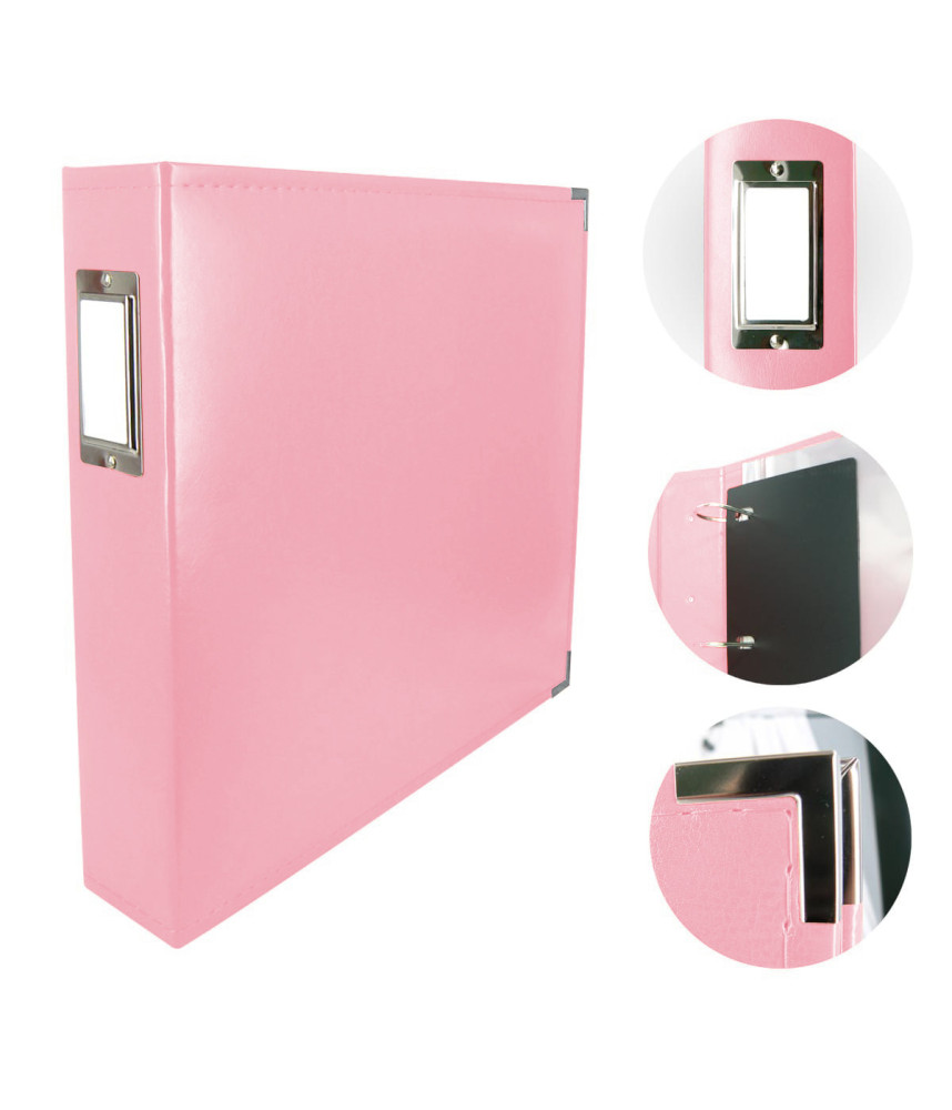 Couture Creations 12x12 D-Ring Faux Leather Album - Baby Pink (5 Refills included)