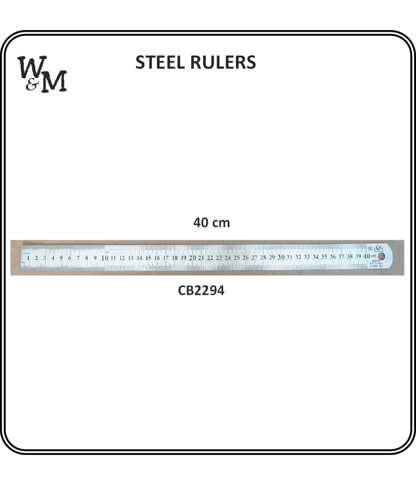 W&M Steel Ruler 40cm/16 inch