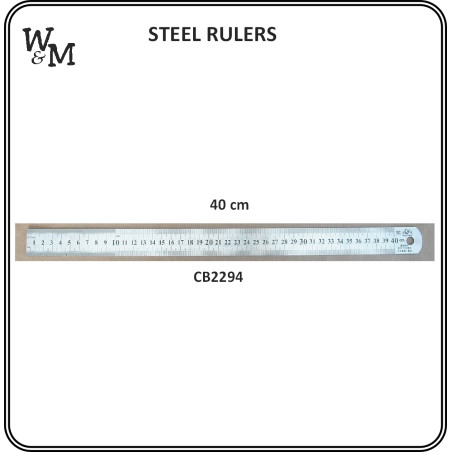W&M Steel Ruler 40cm/16 inch