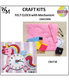 W&M Craft Kit Felt CLOCK UNICORN w Mechanism