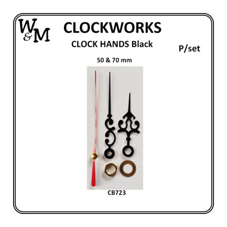 W&M Clock HANDS Black 50 x 70 mm p/SET