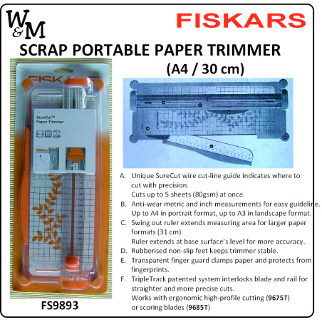 Fiskars Scrap PORTABLE PAPER TRIMMER 30cm/12in