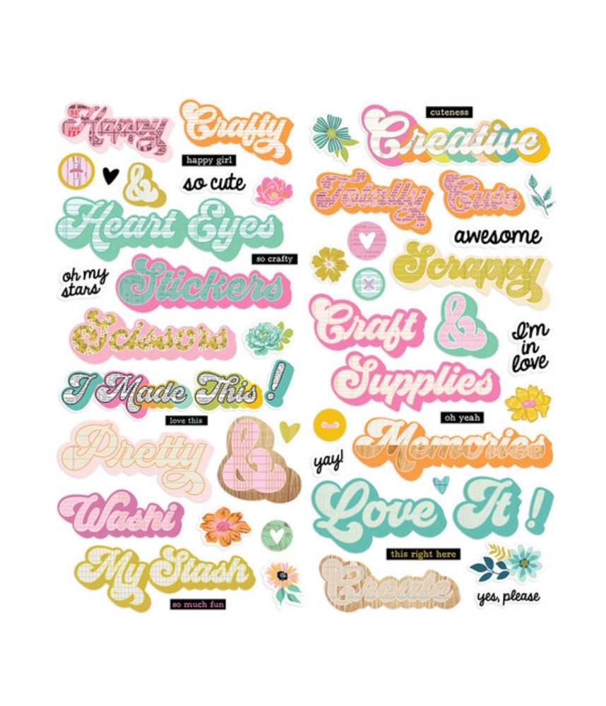 Simple Stories - Let's Get Crafty Collection - Foam Stickers