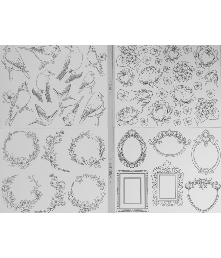 Mintay 6x8 Paper Pack - Black & White Fussy Cuts