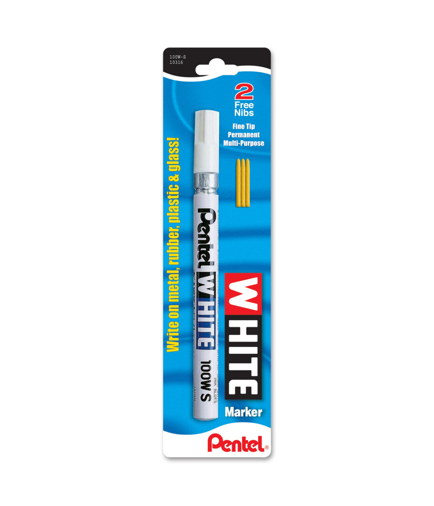 Pentel Permanent Marker, White, Fine Point, 1 Pack (100W-S)