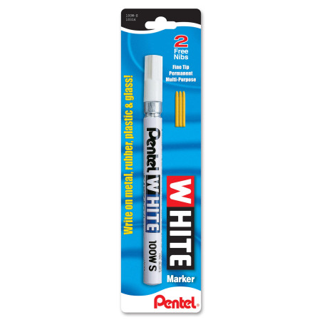 Pentel Permanent Marker, White, Fine Point, 1 Pack (100W-S)