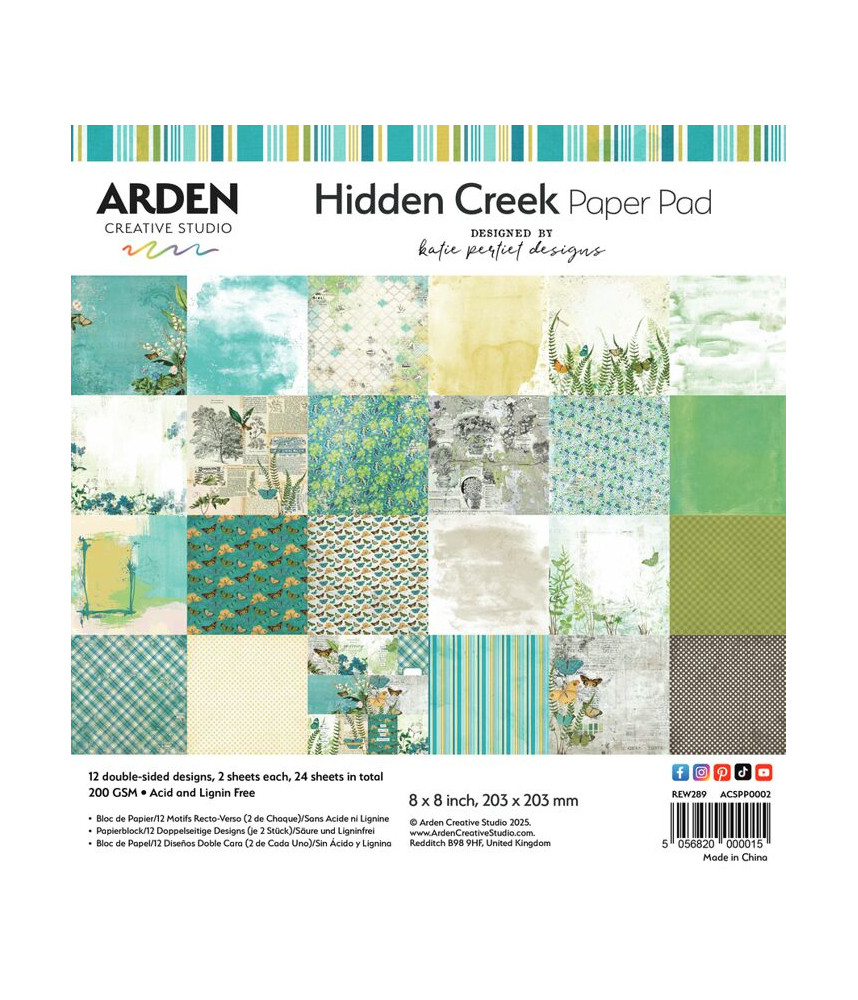 Arden Creative Studio - Hidden Creek - Paper pad 12" x 12"