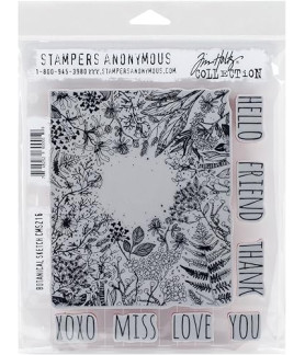 Tim Holtz Stampers Anonymous Cling Mount Stamps 7"X8.5"Botanical Sketch