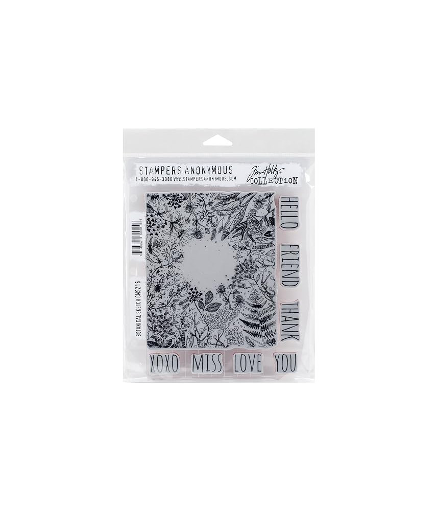 Tim Holtz Stampers Anonymous Cling Mount Stamps 7"X8.5"Botanical Sketch