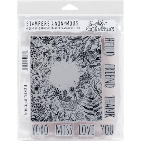 Tim Holtz Stampers Anonymous Cling Mount Stamps 7"X8.5"Botanical Sketch