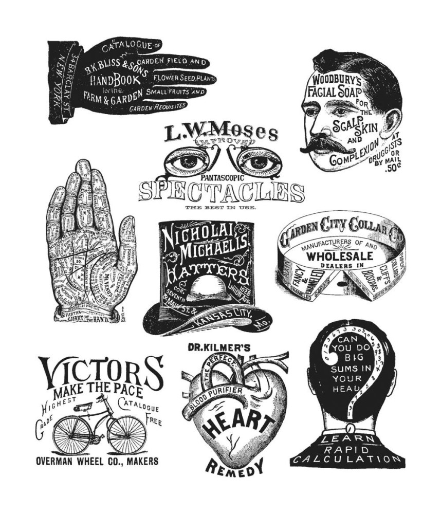 Tim Holtz Stampers Anonymous Cling Mount Stamps 7"X8.5" Eclectic Adverts