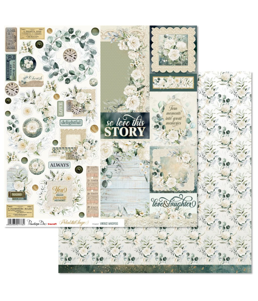 Penelope Dee Petals & Sage 12 x 12 Scrapbook Paper Vintage Whispers