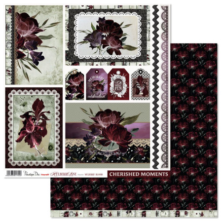 Penelope Dee Mulberry Lane 12 X 12 Scrapbook Paper - Mulberry Blooms