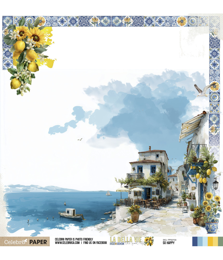 Celebr8 La Bella Vie 12 x 12 Scrapbook Paper - So Happy