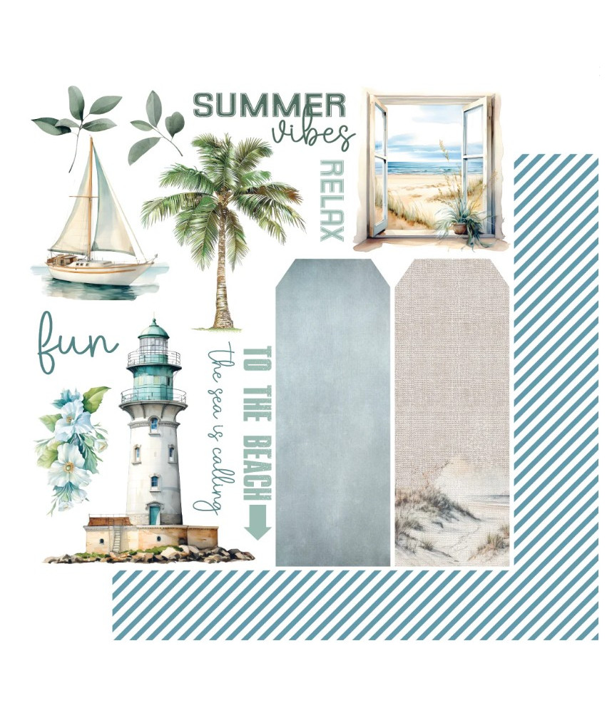 Uniquely Creative Coastal Bliss 12 x 12 Scrapbook Paper - To the Beach