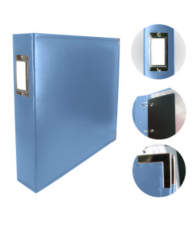 Couture Creations 12x12 D-Ring Faux Leather Album - Country Blue (5 Refills included)