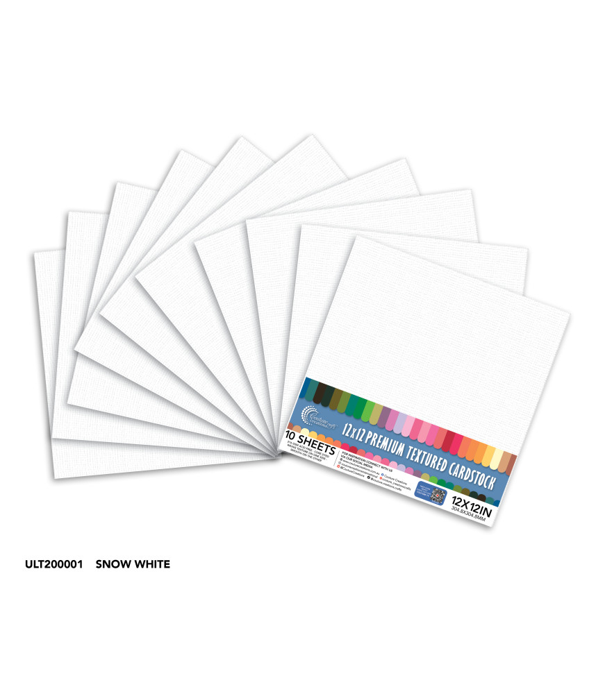 Couture Creations 12X12 Textured Cardstock - White/Snow White