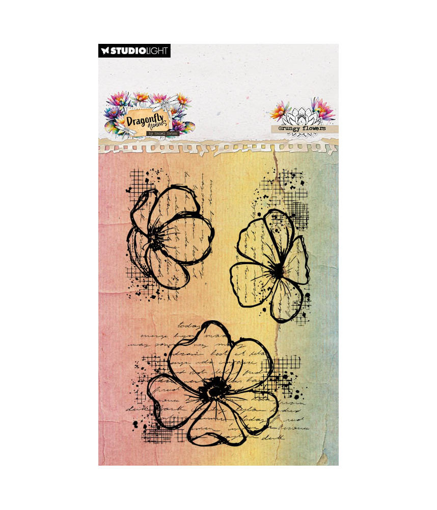 Studio Light Hazel Eaton - Dragonfly Dreams - Clear Stamp - Grungy flowers