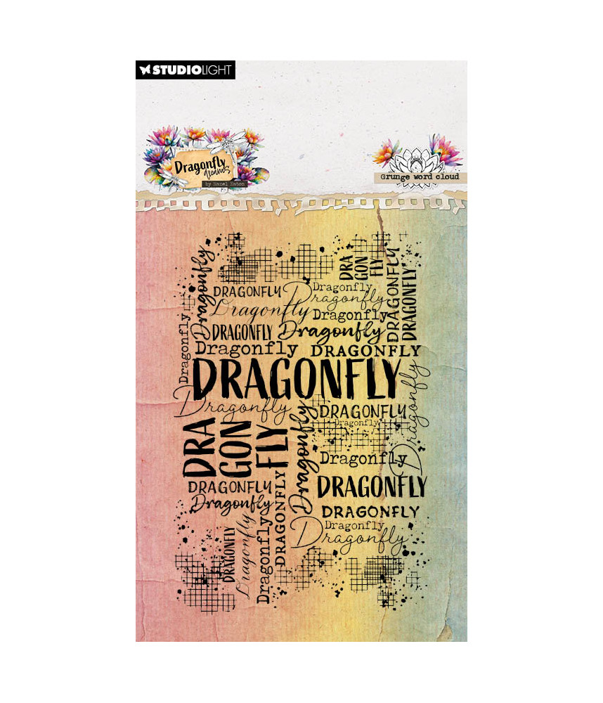 Studio Light Hazel Eaton - Dragonfly Dreams - Clear Stamp - Grunge word cloud
