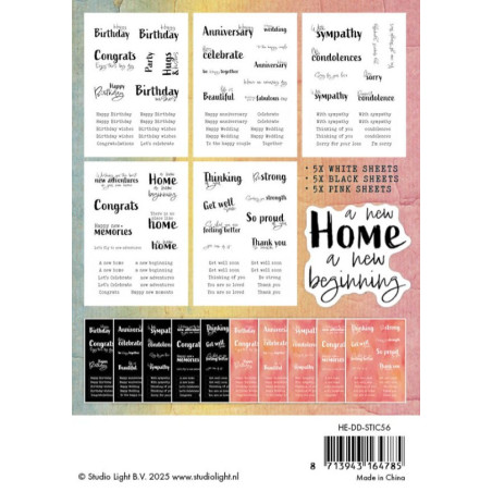 Studio Light Hazel Eaton Dragonfly Dreams Sticker Pad - Sentiments