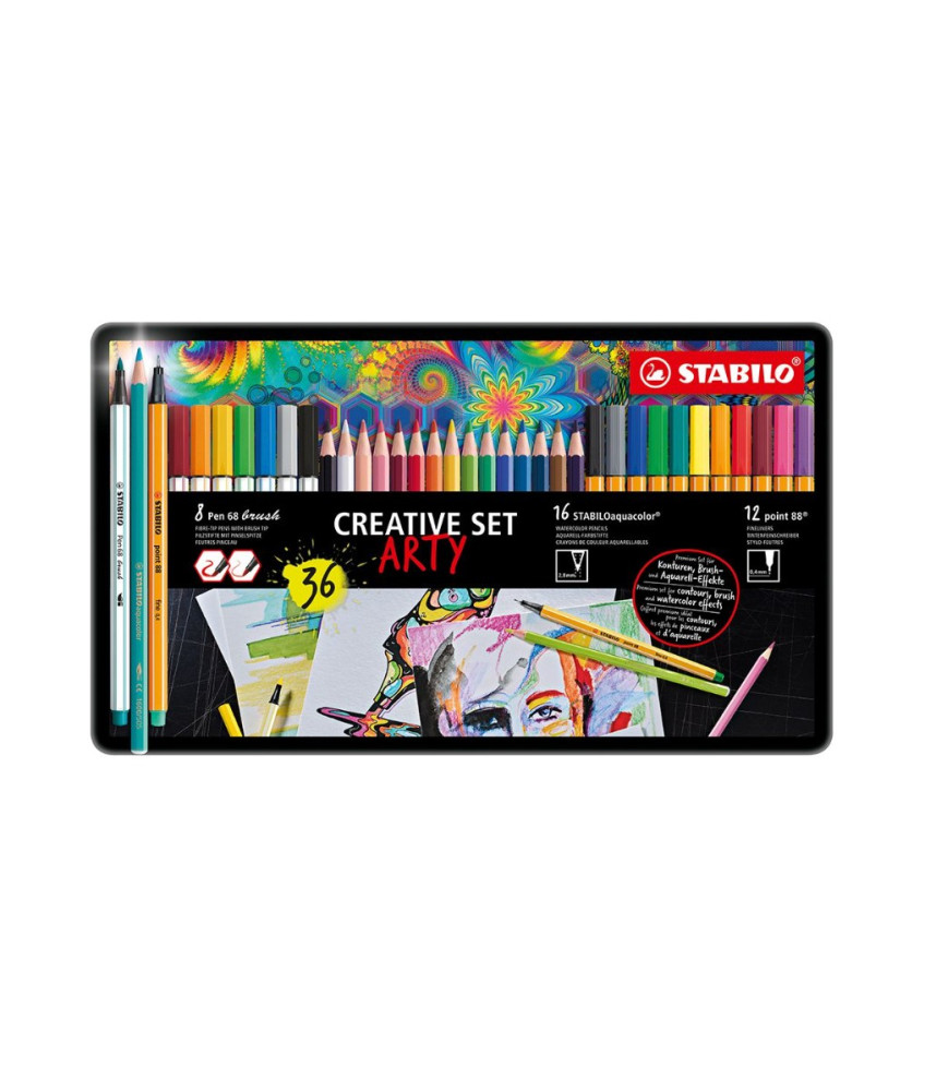 STABILO Arty Creative Set Asst Metal Box 36's