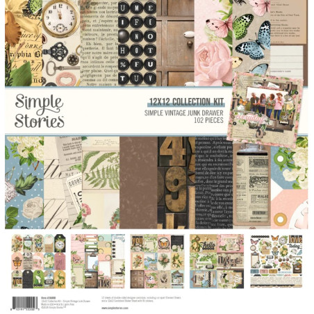 Simple Stories 12 x 12 Paper Pack - Simple Vintage Junk Drawer