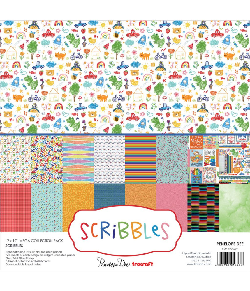 Penelope Dee 12X12 Mega/Bulk Scrapbook Paper Pack - Scribble