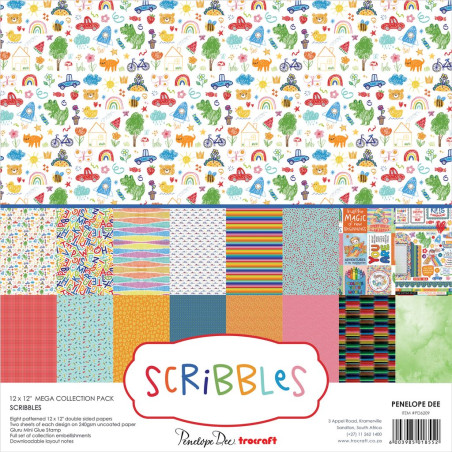 Penelope Dee 12X12 Mega/Bulk Scrapbook Paper Pack - Scribble